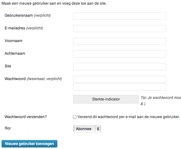 Nieuwe gebruiker toevoegen