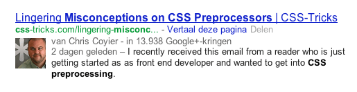 Chris Coyier van CSS-tricks heeft zijn Google Plus-profiel gekoppeld aan zijn website.
