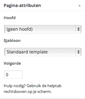 Pagina template kiezen