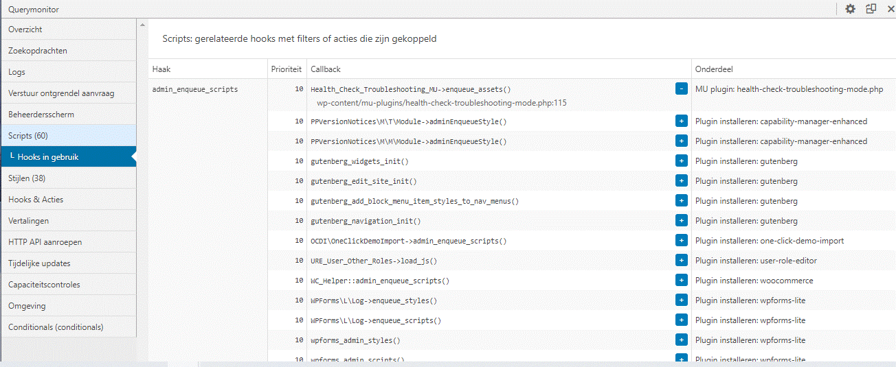 Query monitor plugin