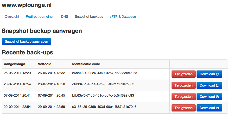 Savvii Snapshot Backups