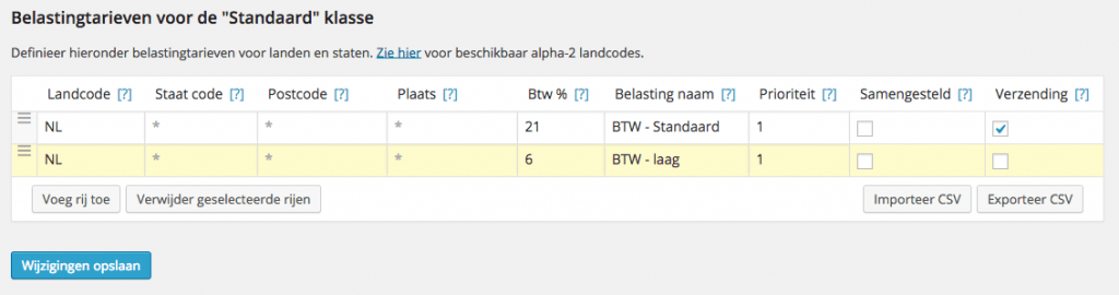 WooCommerce BTW-tarieven
