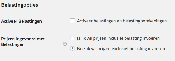 WooCommerce Belastingopties