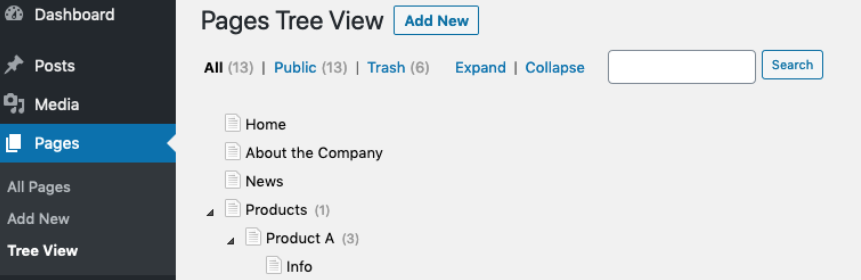 CMS tree view plugin