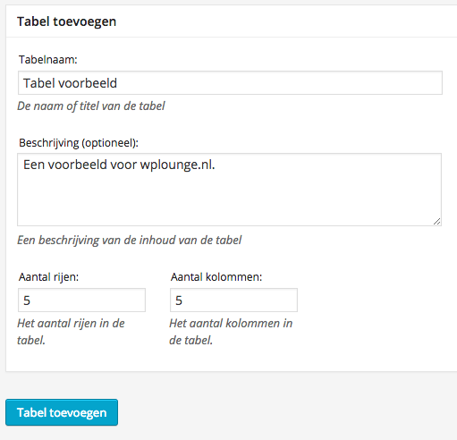 Tabel maken in WordPress