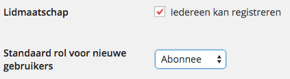 Standaard gebruikersrol WordPress