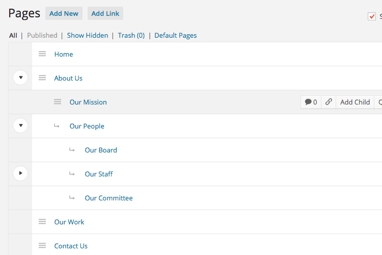 Nested Pages WordPress