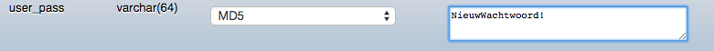 WordPress nieuw wachtwoord MD5