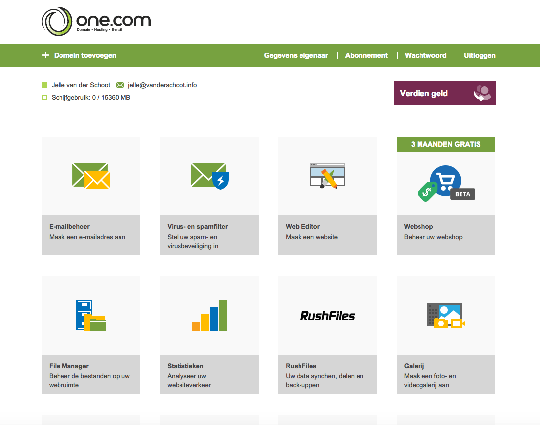 one-com-controlepaneel-overzicht