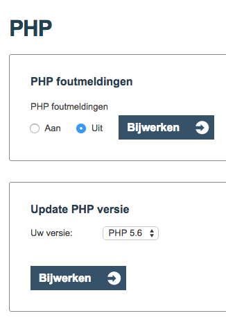 PHP versie aanpassen