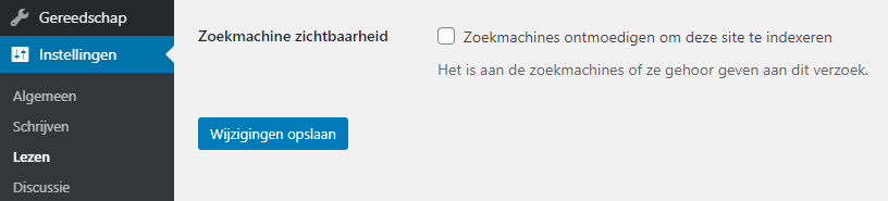 Indexering instellingen WordPress