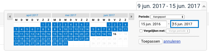 Lange periode selecteren in Google Analytics