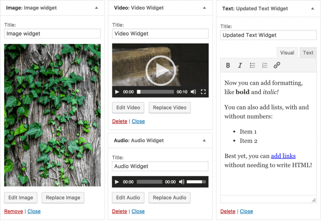 Widget Updates in WordPress 4.8