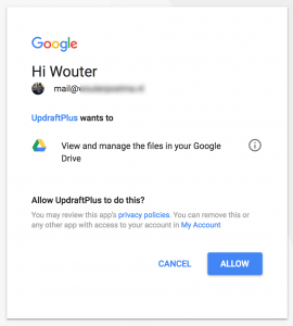 Toegang geven tot Google Drive