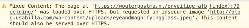 Mixed content in de Google Chrome Console