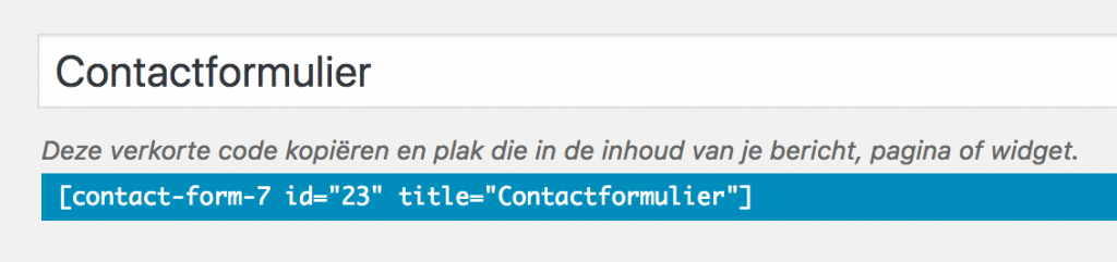 Shortcode Contact Form 7
