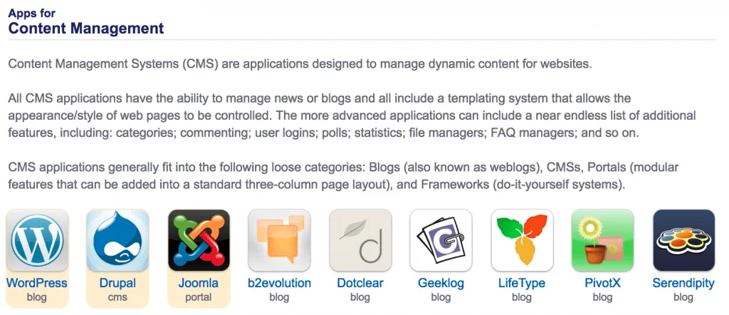 Apps for content management