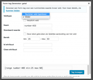 Getal veld Contact Form 7