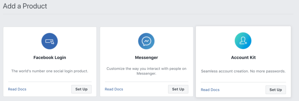 Facebook Developers product toevoegen