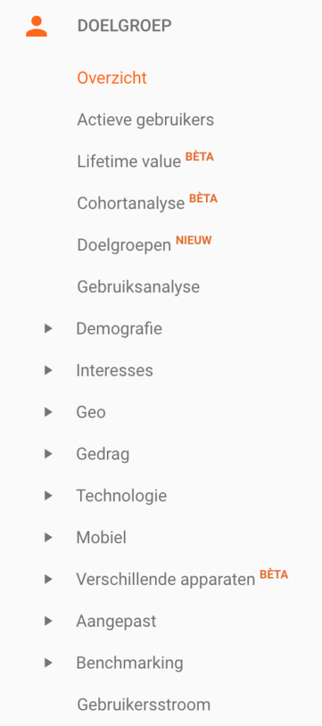 Google Analytics Doelgroep-rapporten