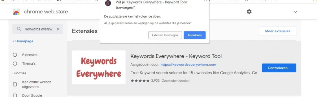 Keyword Everywhere Extensie