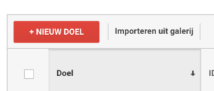 Nieuw doel aanmaken in Google Analytics