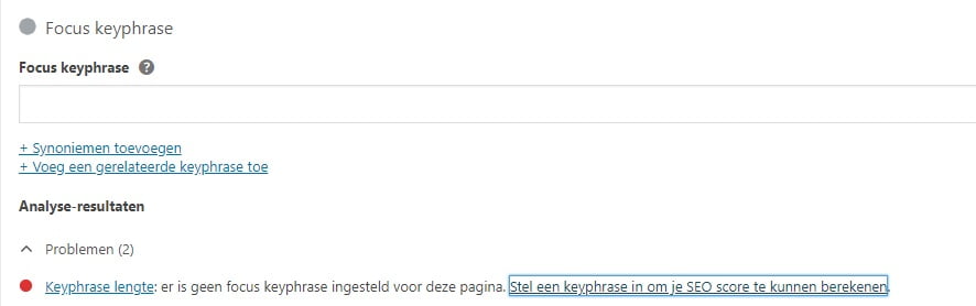 Focus keywords Yoast