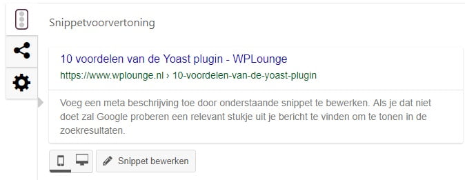Snipper voorvertoning Yoast
