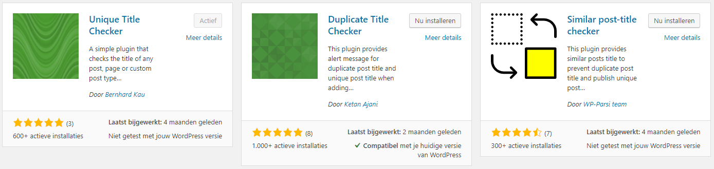 Verschillende title checker plugins