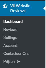 Vit website reviews in WP dashboard