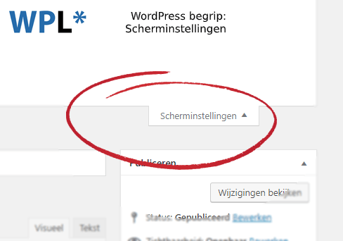 Scherminstellingen Wordpress