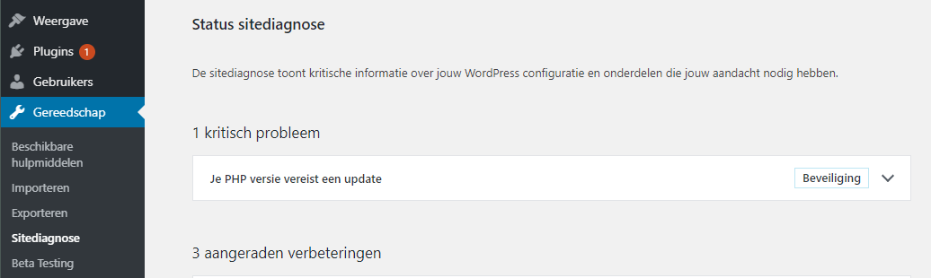Status sitediagnose
