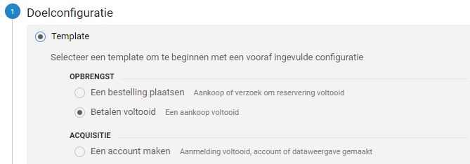 Stap 1 doel instellen doelconfiguratie