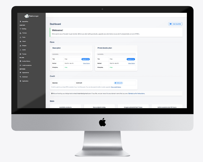 Dashboard van de Instant Design Tool