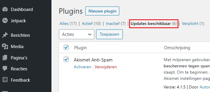 Meerdere plugins updaten