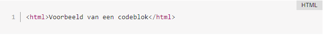 Code blok voorbeeld