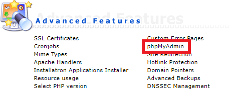 phpMyAdmin starten