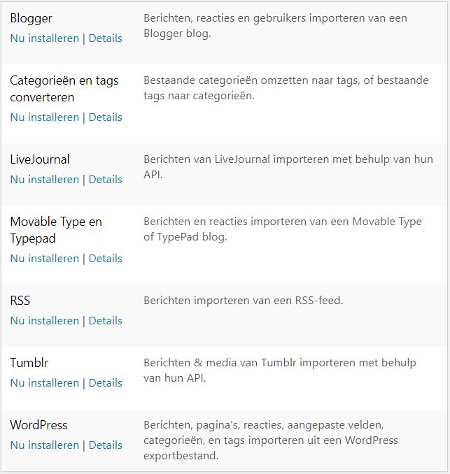 WordPress data importeren