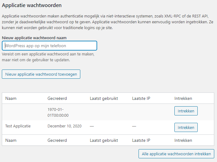 Applicatie wachtwoorden