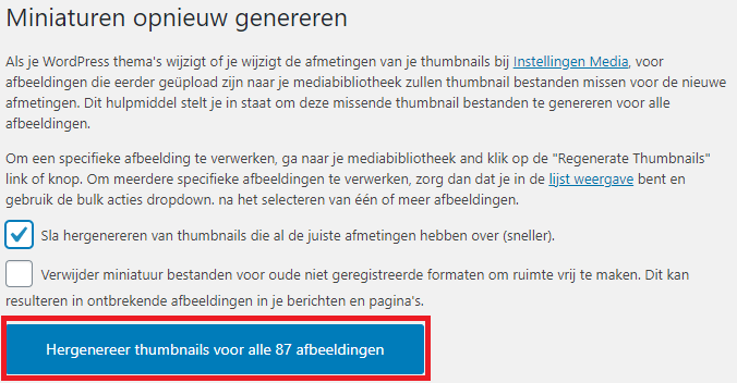 Miniaturen opnieuw genereren 