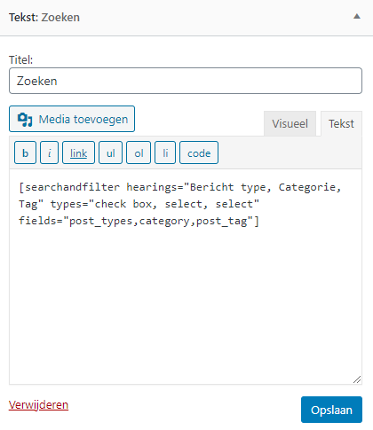 Search and filter widget