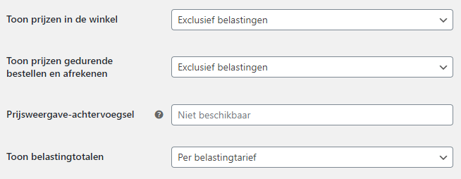 Belasting prijzen