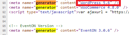 WordPress versie broncode