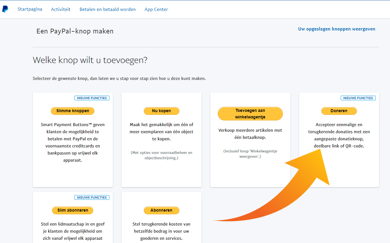PayPal donate button aanmaken vanuit je PayPal dashboard