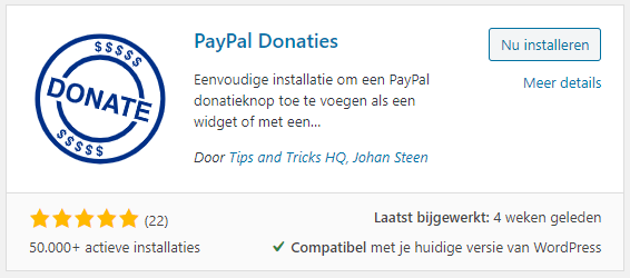PayPal donaties plugin