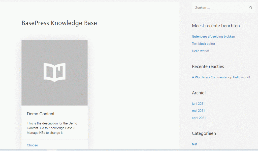 Base Press Knowledge Base voorbeeld pagina