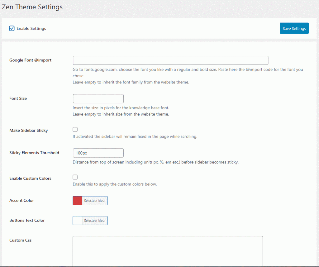 Base Press theme settings