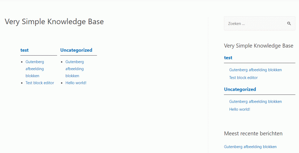 Very Simple Knowledge Base voorbeeld pagina