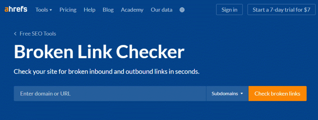 Ahrefs broken link checker