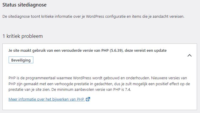 Verouderde PHP-versie